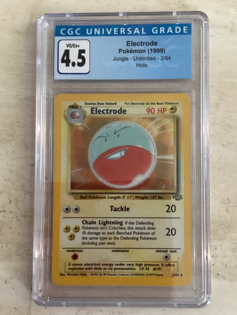 Pokemon Electrode 1999 Holo 2/64 Jungle CGC 4.5 TCG #2 Unlimited WOTC